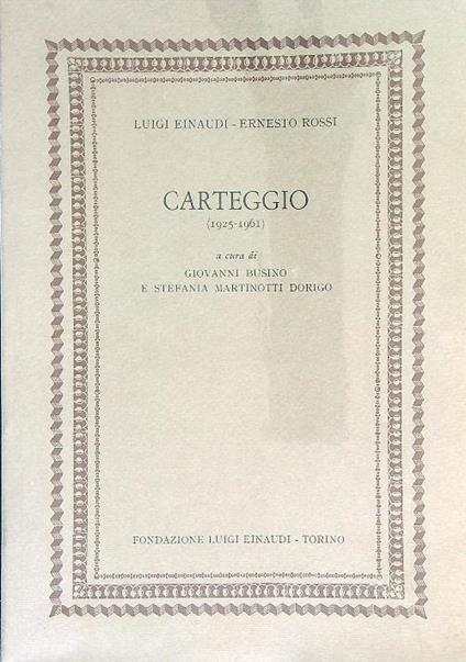 Carteggio (1925-1961) - Luigi Einaudi - copertina
