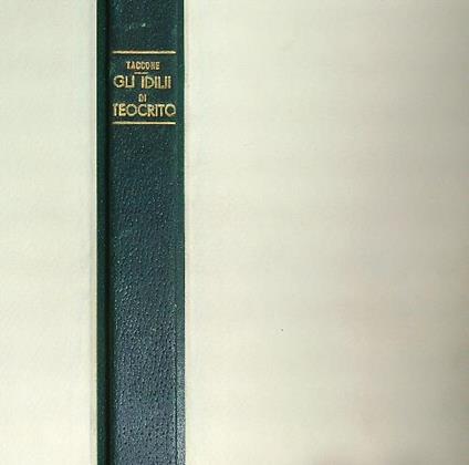 Gli Idilli di Teocrito - Angelo Taccone - copertina