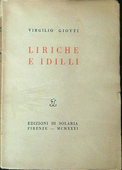 Liriche e Idilli - Virgilio Giotti - copertina