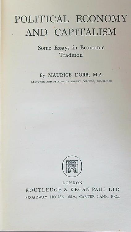 Political economy and capitalism - Maurice Dobb - copertina