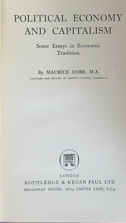 Political economy and capitalism - Maurice Dobb - copertina