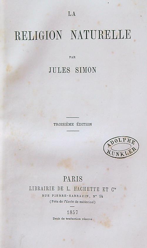 La religion naturelle - Jules Simon - copertina