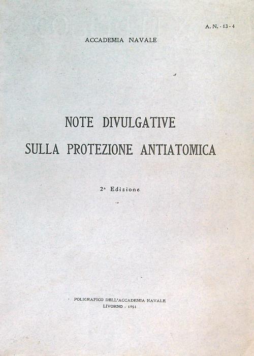 Note divulgative sulla protezione antiatomica - copertina