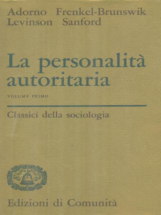 La personalità autoritaria. 2vv - copertina