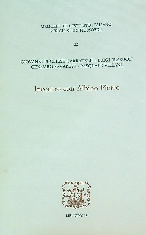 Incontro con Albino Pierro - copertina
