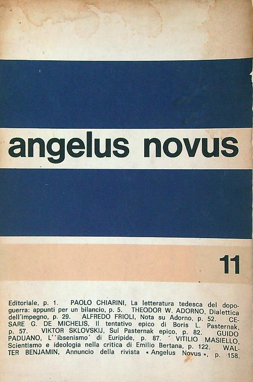 Angelus Novus 11/Primavera 1968 - copertina