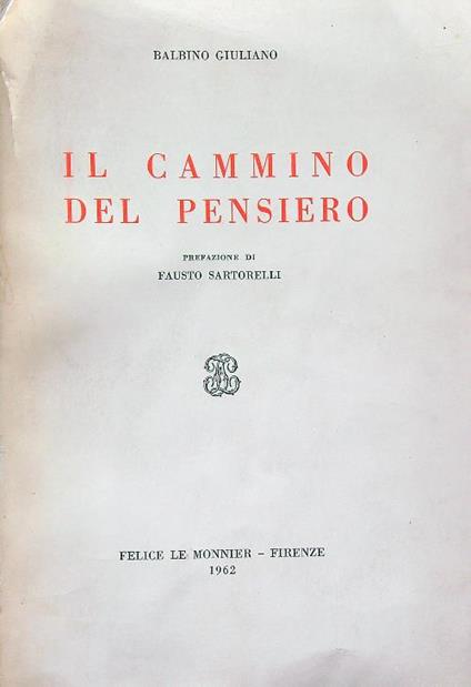 Il cammino del pensiero - Balbino Giuliano - copertina