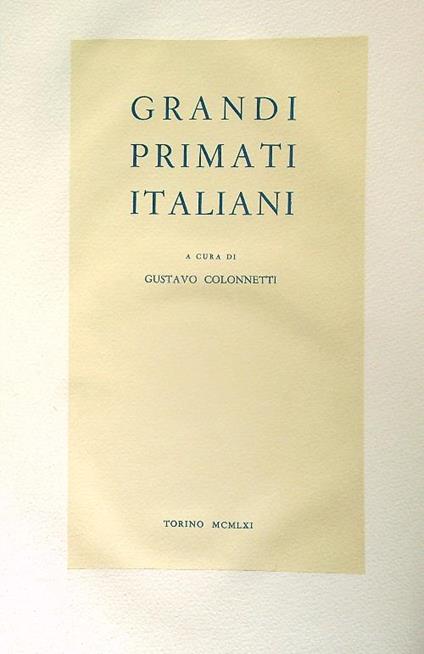 Grandi primati italiani - Gustavo Colonnetti - copertina