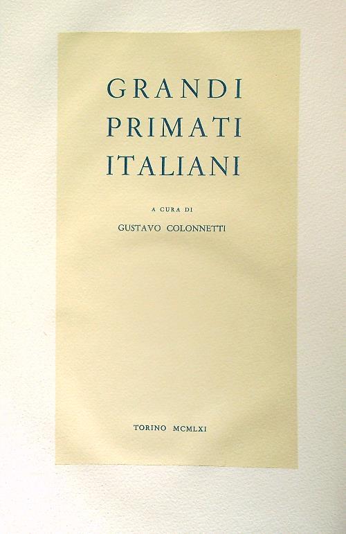 Grandi primati italiani - Gustavo Colonnetti - copertina