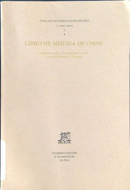 Libro de miseria de Omne - copertina