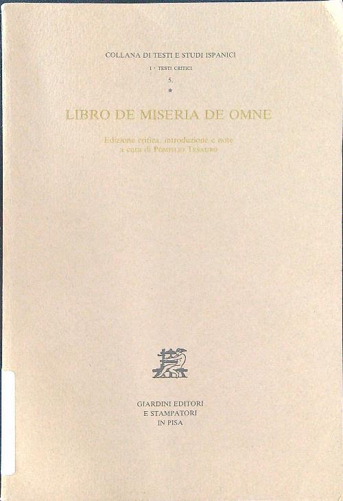 Libro de miseria de Omne - copertina