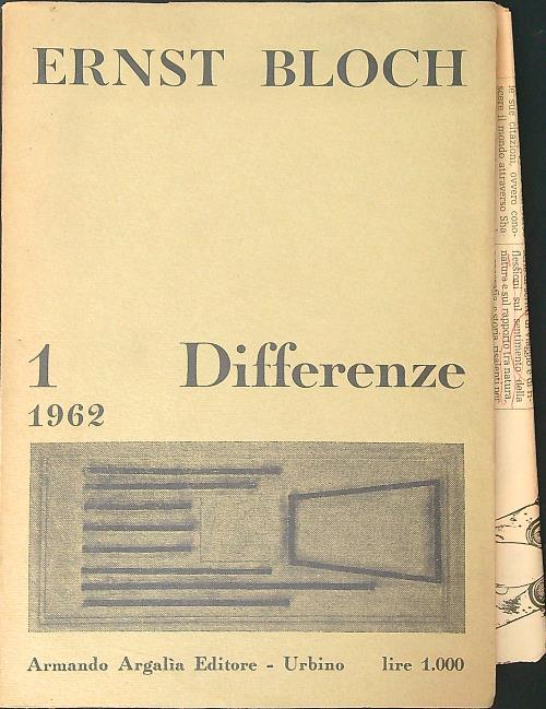 Differenze 1 / 1962 - Ernst Bloch - copertina