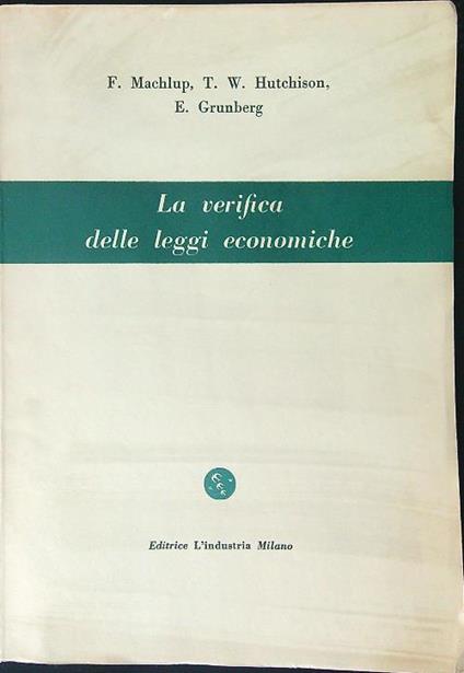 La  verifica delle leggi economiche - copertina