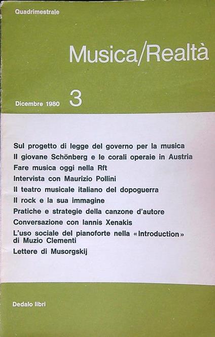 Musica/Realta' 3/Dicembre 1980 - copertina