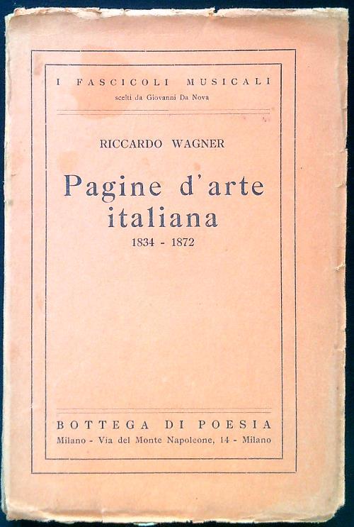 Pagine d'arte italiana 1834-1872 - Riccardo Wagner - copertina