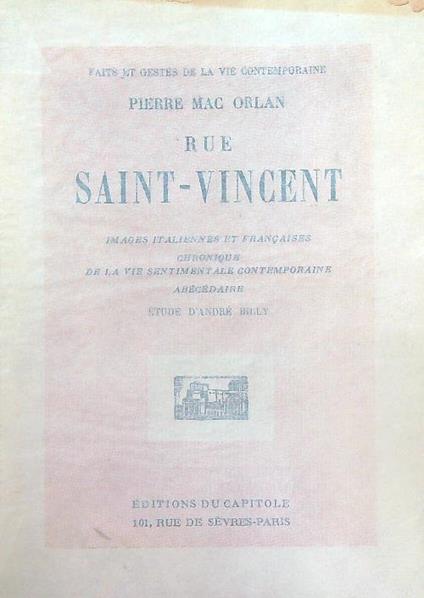 Rue Saint-Vincent - Pierre Mac Orlan - copertina