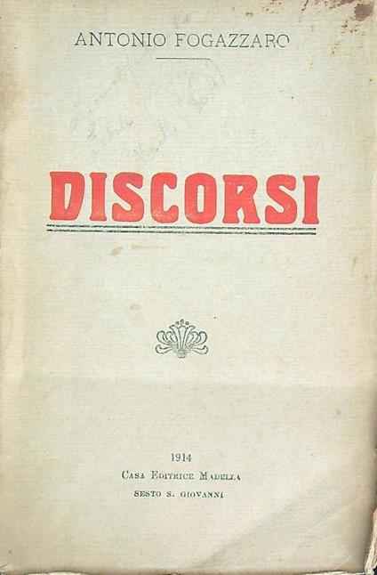 Discorsi - Antonio Fogazzaro - copertina