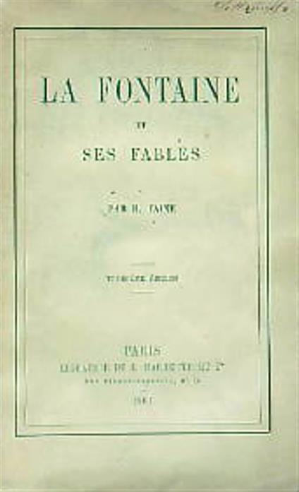 La Fontaine et ses fables - Hippolyte Taine - copertina