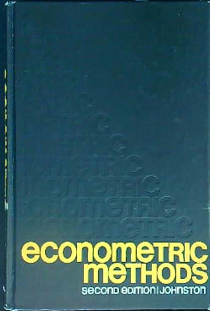 Econometric Methods - 2nd Edition - J, Johnston - copertina