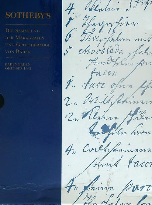 Sotheby's. Die Sammlung der Markgrafen und Grossherzoge von Baden. 6vv - copertina