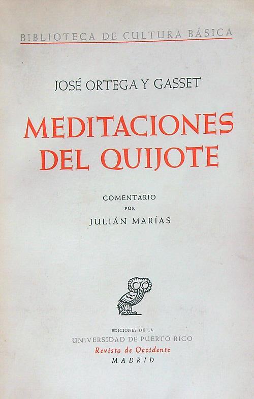Meditaciones del Quijote - Josè Ortega y Gasset - copertina