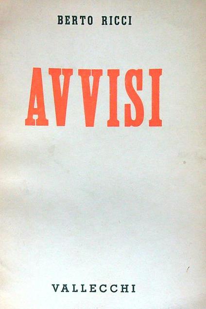 Avvisi - Berto Ricci - copertina