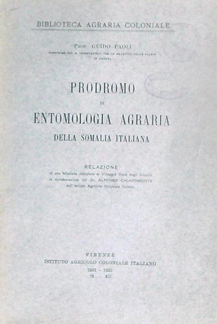 Prodromo di entomologia agraria della Somalia Italiana - Guido Paoli - copertina