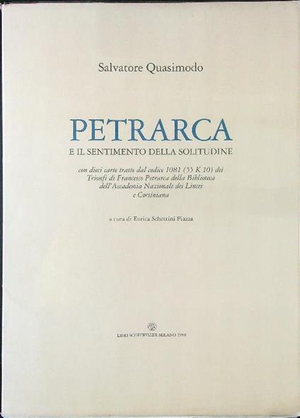 Petrarca e il sentimento della solitudine - Salvatore Quasimodo - copertina