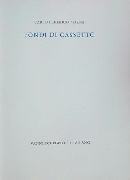 Fondi di cassetto - Carlo Piazza - copertina