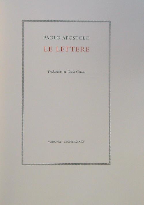 Le lettere - Paolo Apostolo - copertina
