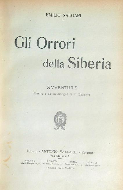 Gli orrori della Siberia - Emilio Salgari - copertina