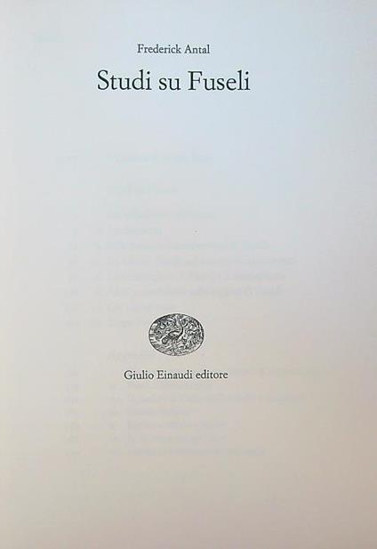 Studi su Fuseli - Frederick Antal - copertina