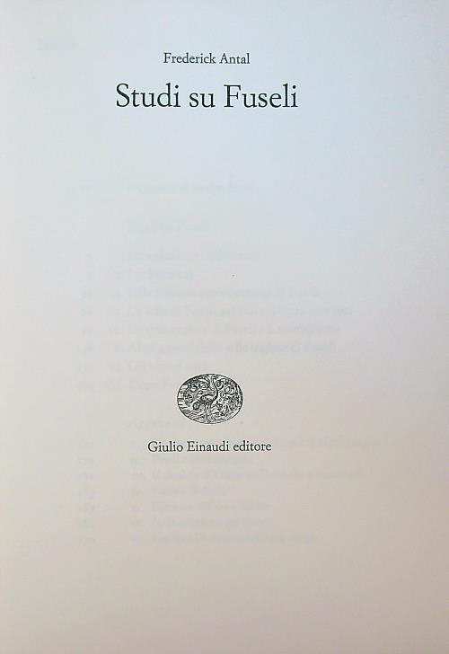 Studi su Fuseli - Frederick Antal - copertina