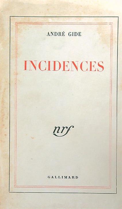 Incidences - Andre Gide - copertina