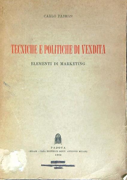 Tecniche e politiche di vendita - Carlo Fabrizi - copertina