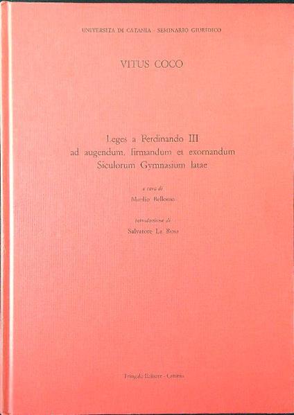 Leges a Ferdinando III - Bellomo - copertina