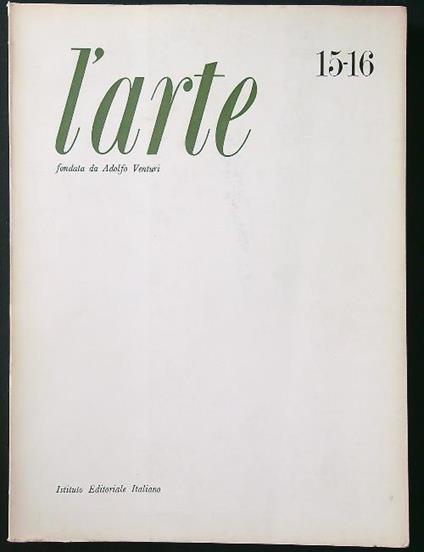 L' arte n. 15-16/1971 - Adolfo Venturi - copertina