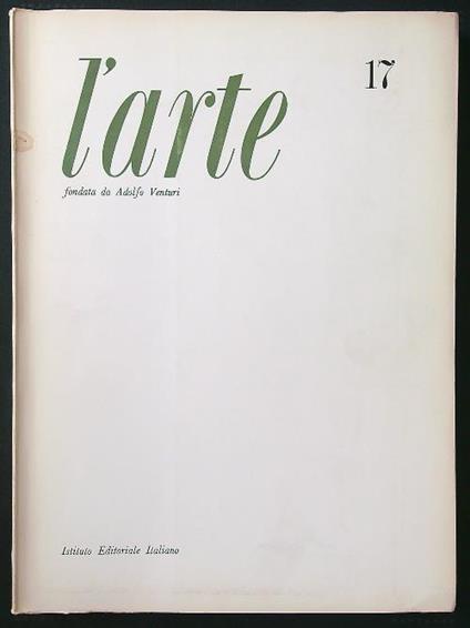L' arte n. 17/marzo 1972 - Adolfo Venturi - copertina