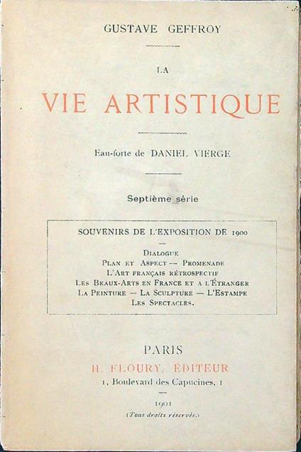 La vie artistique. Septieme serie - Gustave Geffroy - copertina