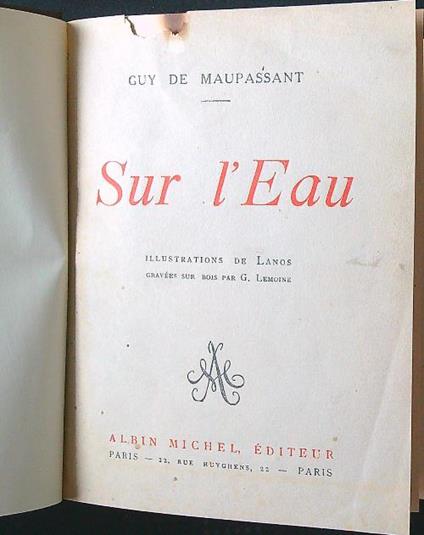 Sur l'eau - Guy de Maupassant - copertina