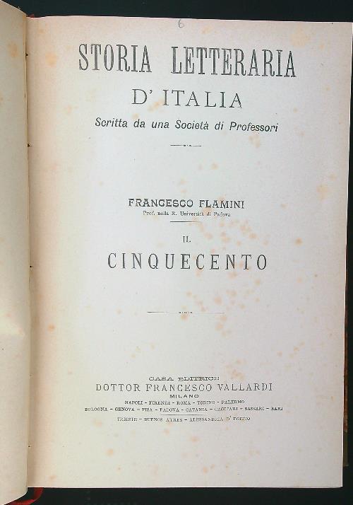 Il Cinquecento - Francesco Flamini - copertina