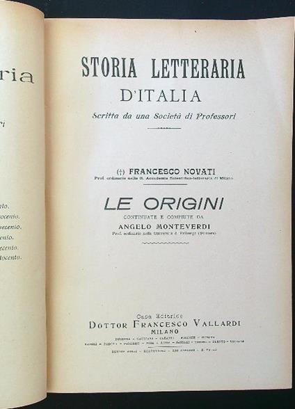 Le origini - Francesco Novati - copertina