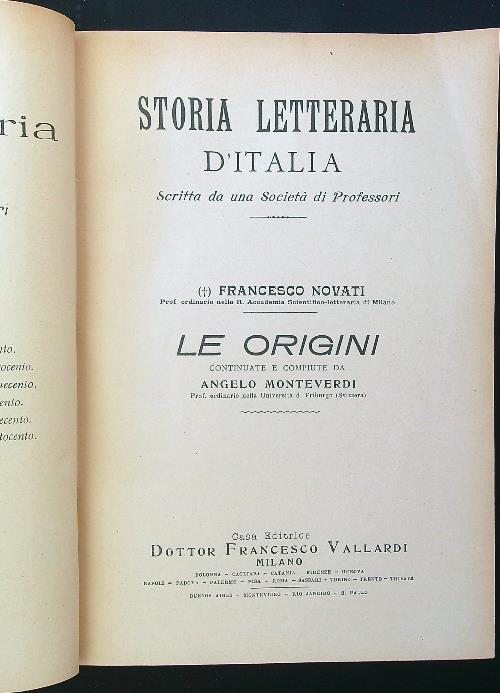 Le origini - Francesco Novati - copertina