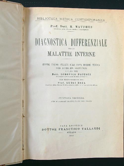 Diagnostica differenziale delle malattie interne 2 voll. - Matthes - copertina