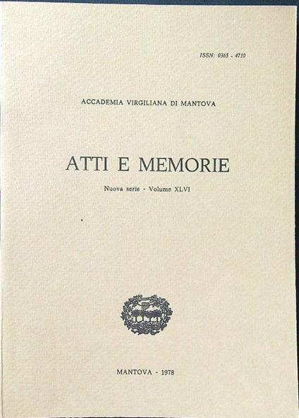 Atti e memorie vol. XLVI - copertina