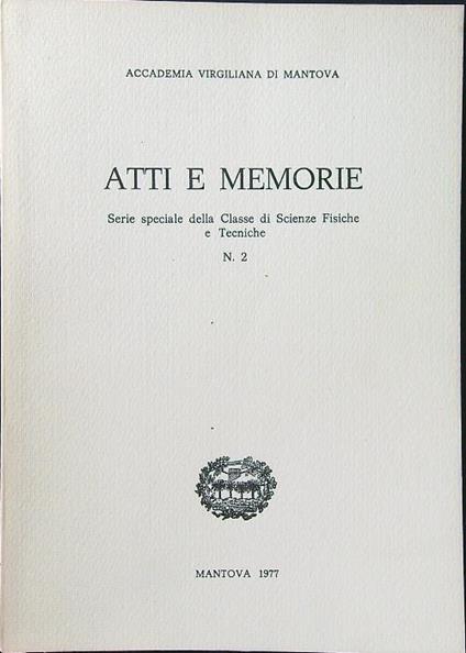 Atti e memorie n. 2 serie speciale - copertina