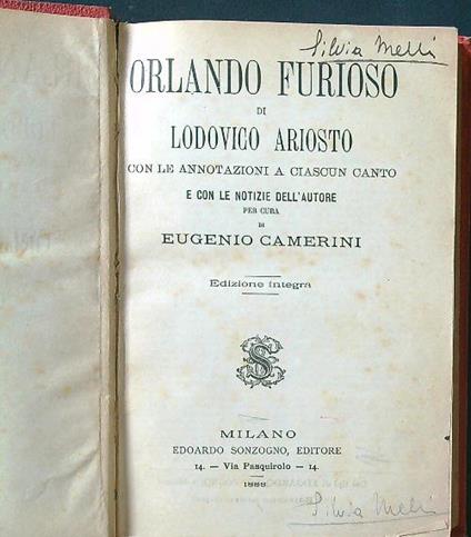 Orlando Furioso - Lodovico Ariosto - copertina