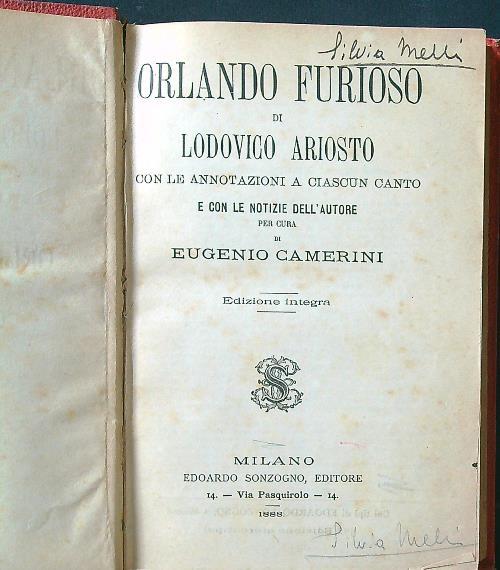Orlando Furioso - Lodovico Ariosto - copertina