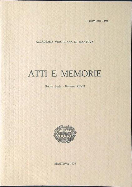 Atti e memorie vol. XLVII - copertina