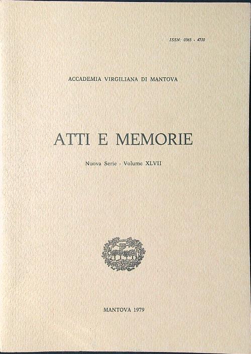 Atti e memorie vol. XLVII - copertina